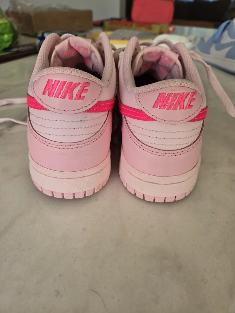 Nike Kids Pink Sneakers with Hot Pink Swoosh
